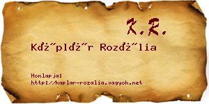 Káplár Rozália névjegykártya
